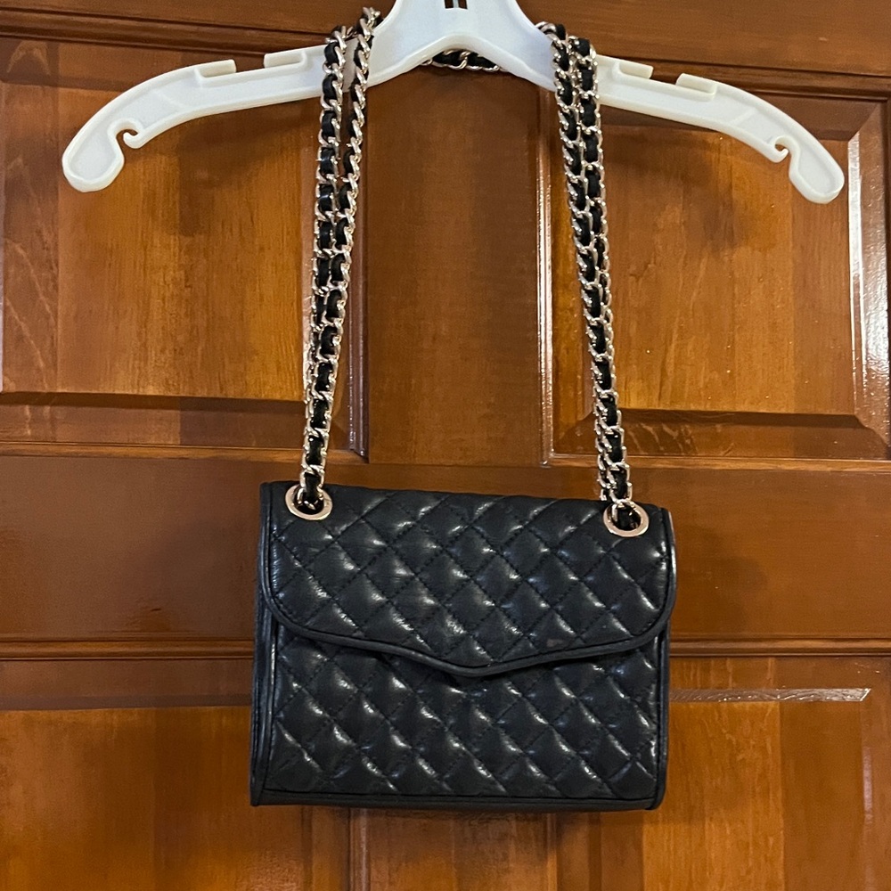 Rebecca Minkoff Black Quilted Shoulder Bag with Chain Detail